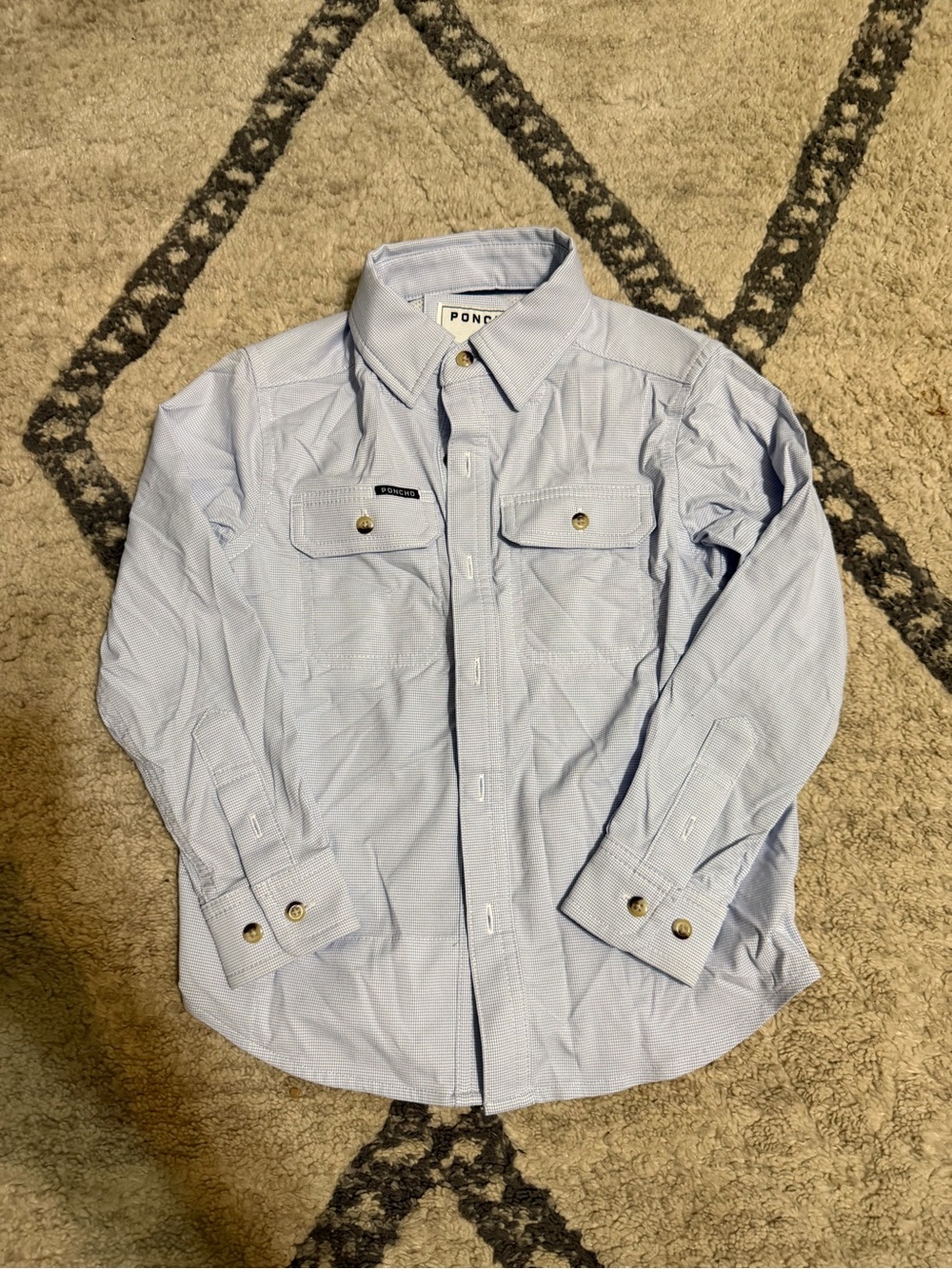 Youth Poncho Light Blue strip Button-Up Shirt